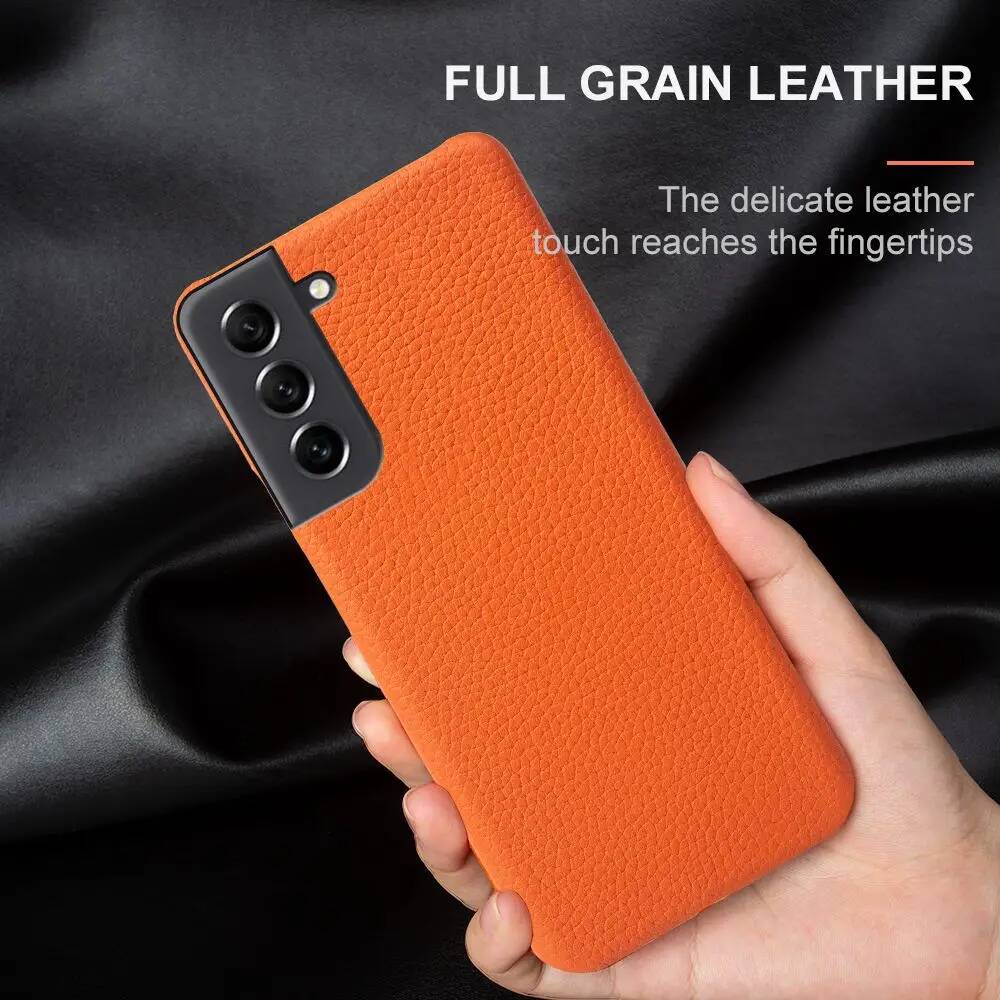 Samsung Galaxy S24 - Litchi desenli hakiki deri kılıflar Samsung
