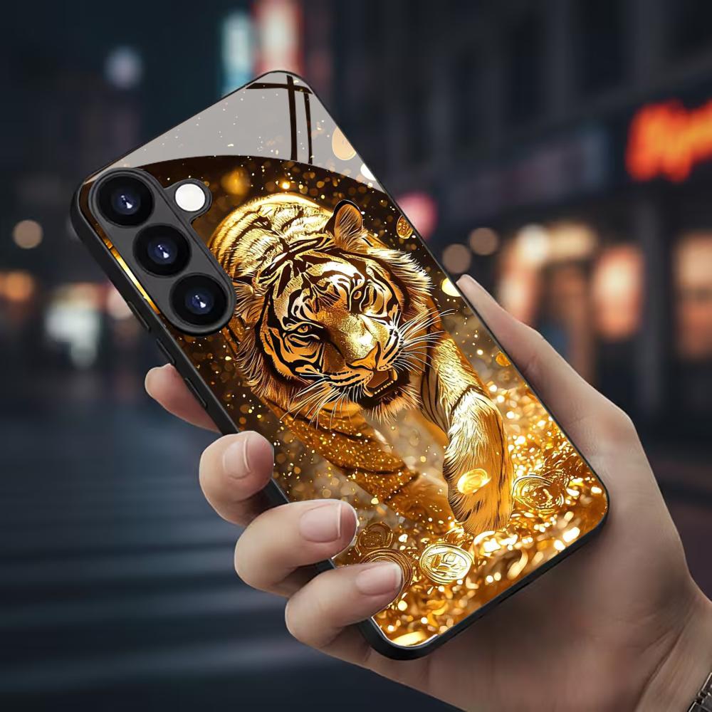 Samsung Galaxy S24 - Kaplan desenli cam telefon kılıfı Samsung